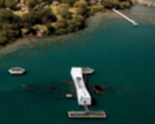 The USS Arizona Memorial at the Pearl Harbor National Memorial Site.