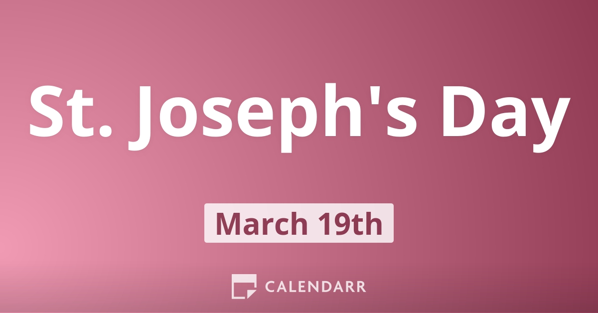 St. Joseph's Day March 19 Calendarr